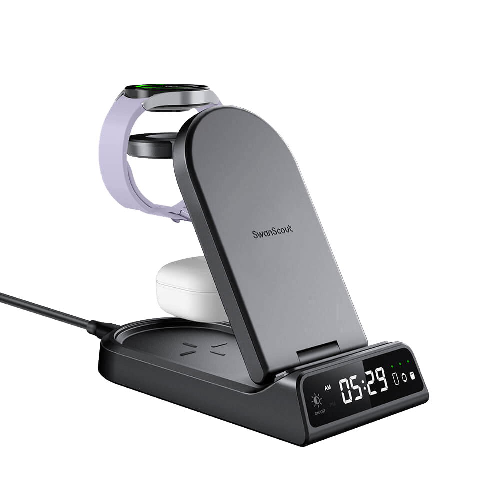 SwanScout 702S - Trådlös laddstation för Samsung med klocka