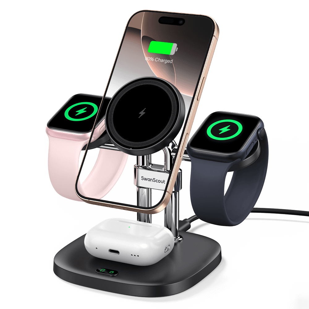 SwanScout 709M - Carregador Sem Fio Magnético 4 em 1 para Apple