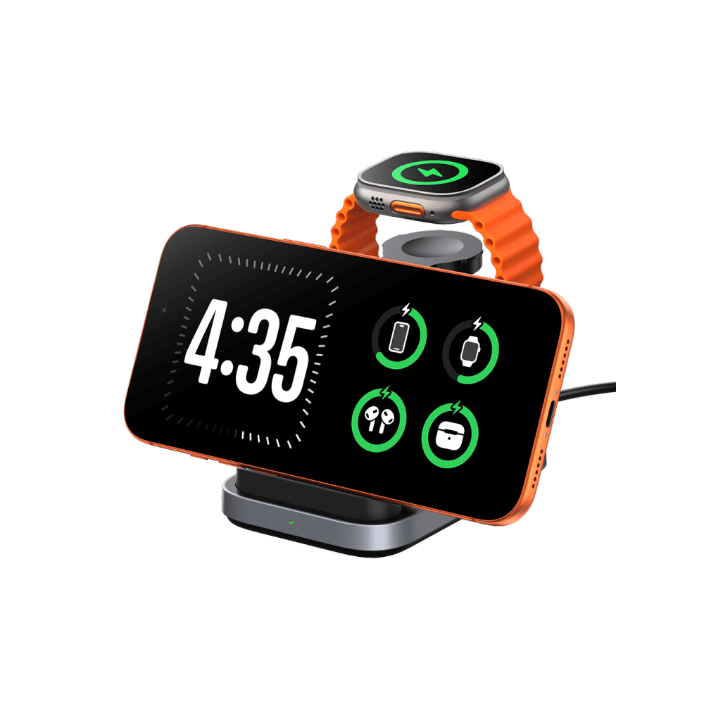 SwanScout 713A - شاحن لاسلكي قابل للطي 3 في 1 لـ Apple