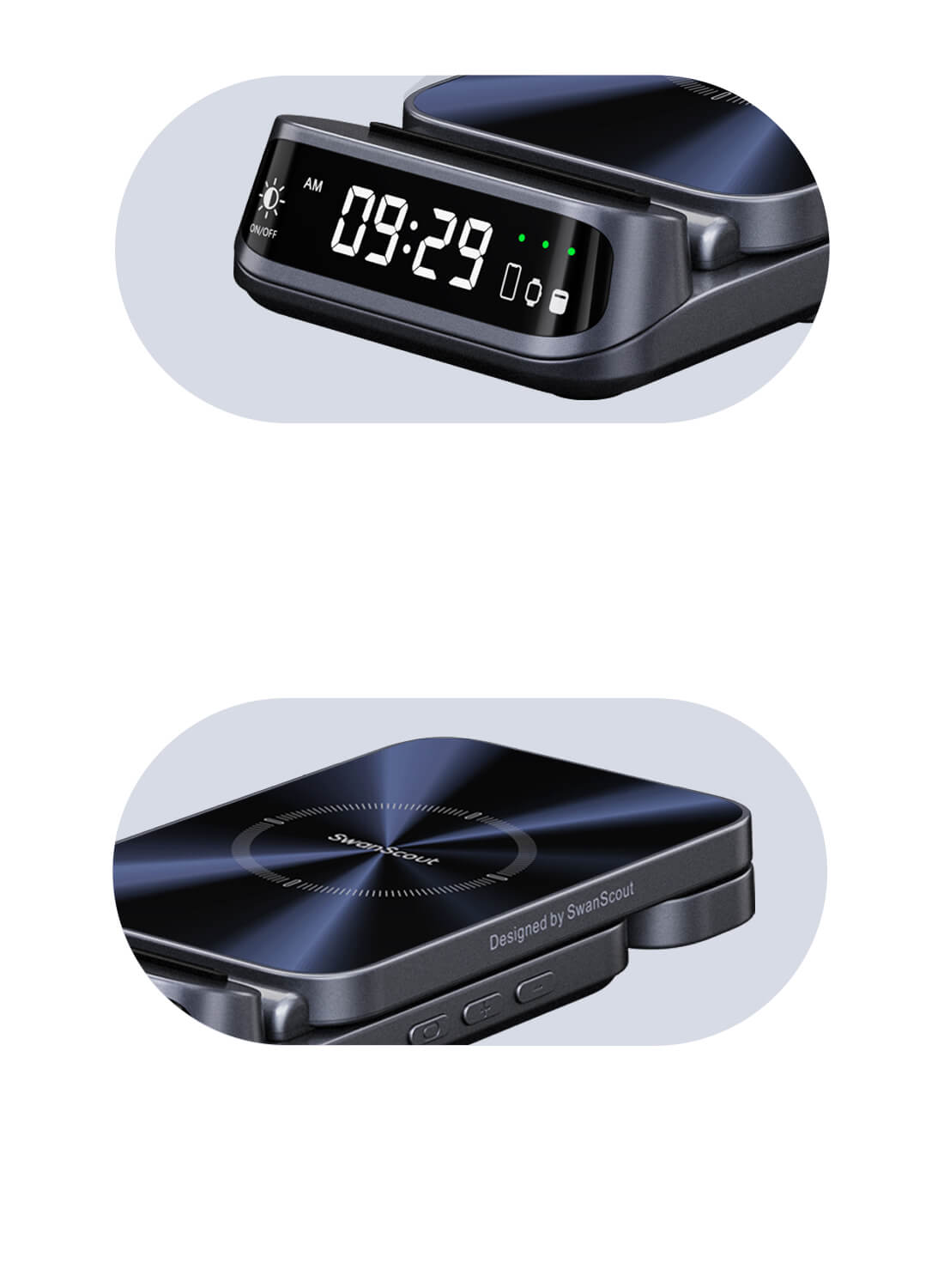 Elegant metal craftsmanship and UV transfer surface finish on SwanScout 708G2 Pixel stand