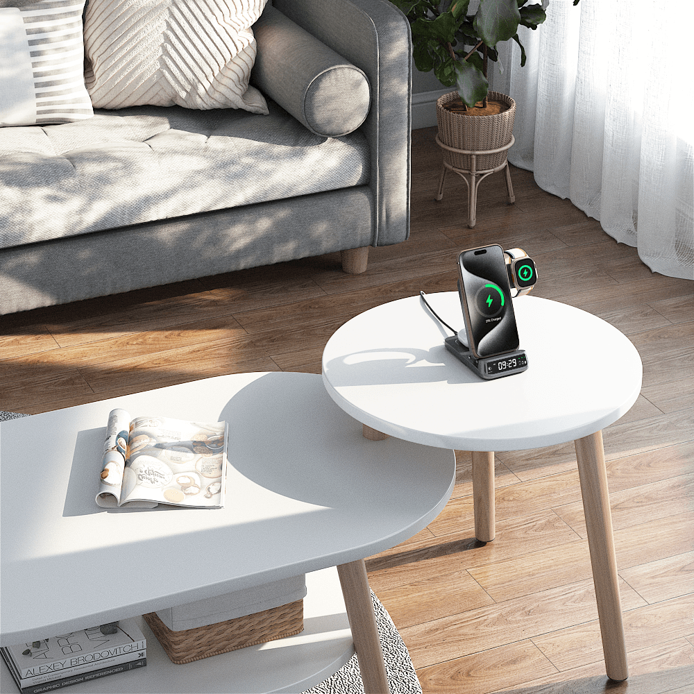 The swanscout 708M provides a solid base for your devices, functioning as a stable iPhone watch charger station.