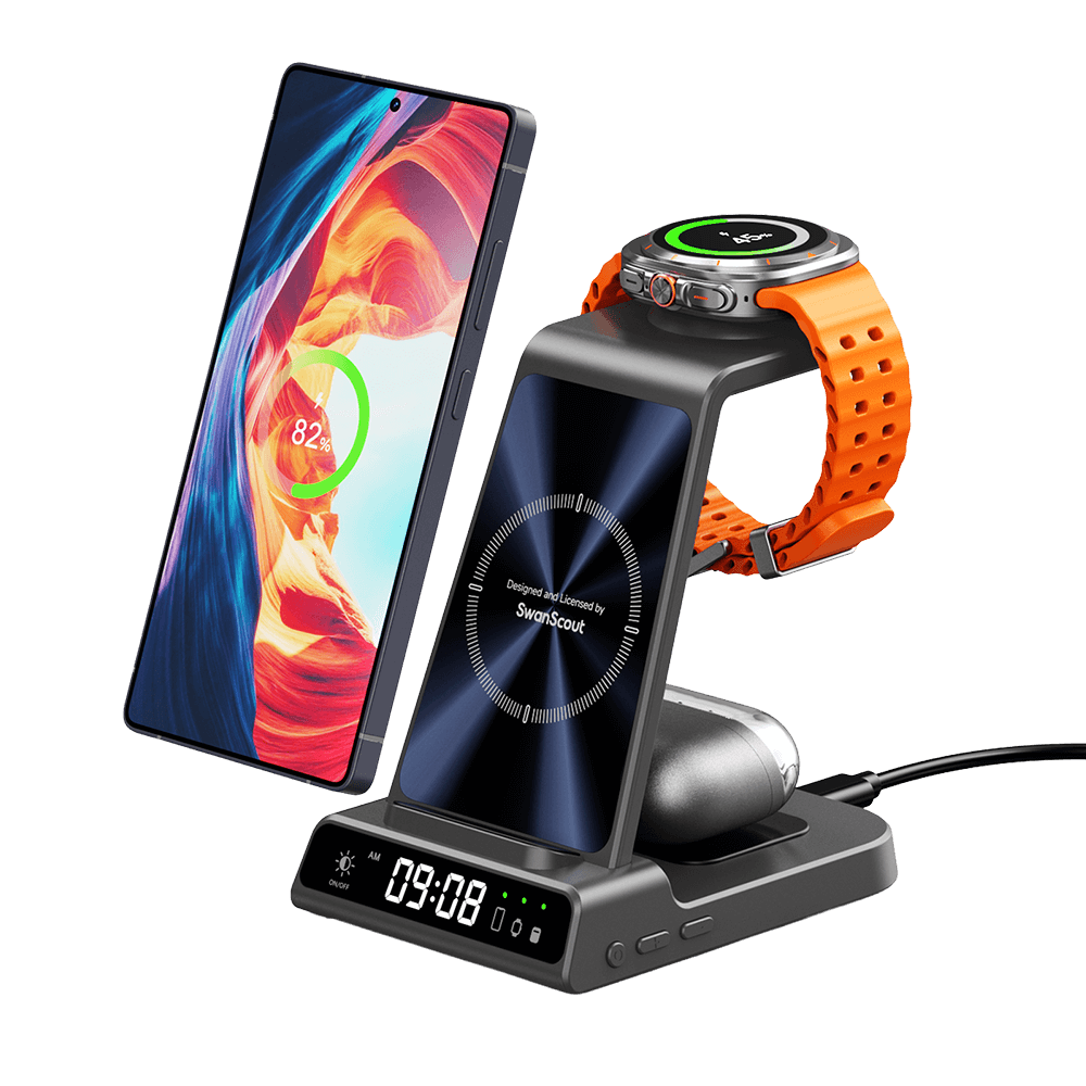 SwanScout C01 – 3-in-1 kabelloser Ladeständer für Samsung