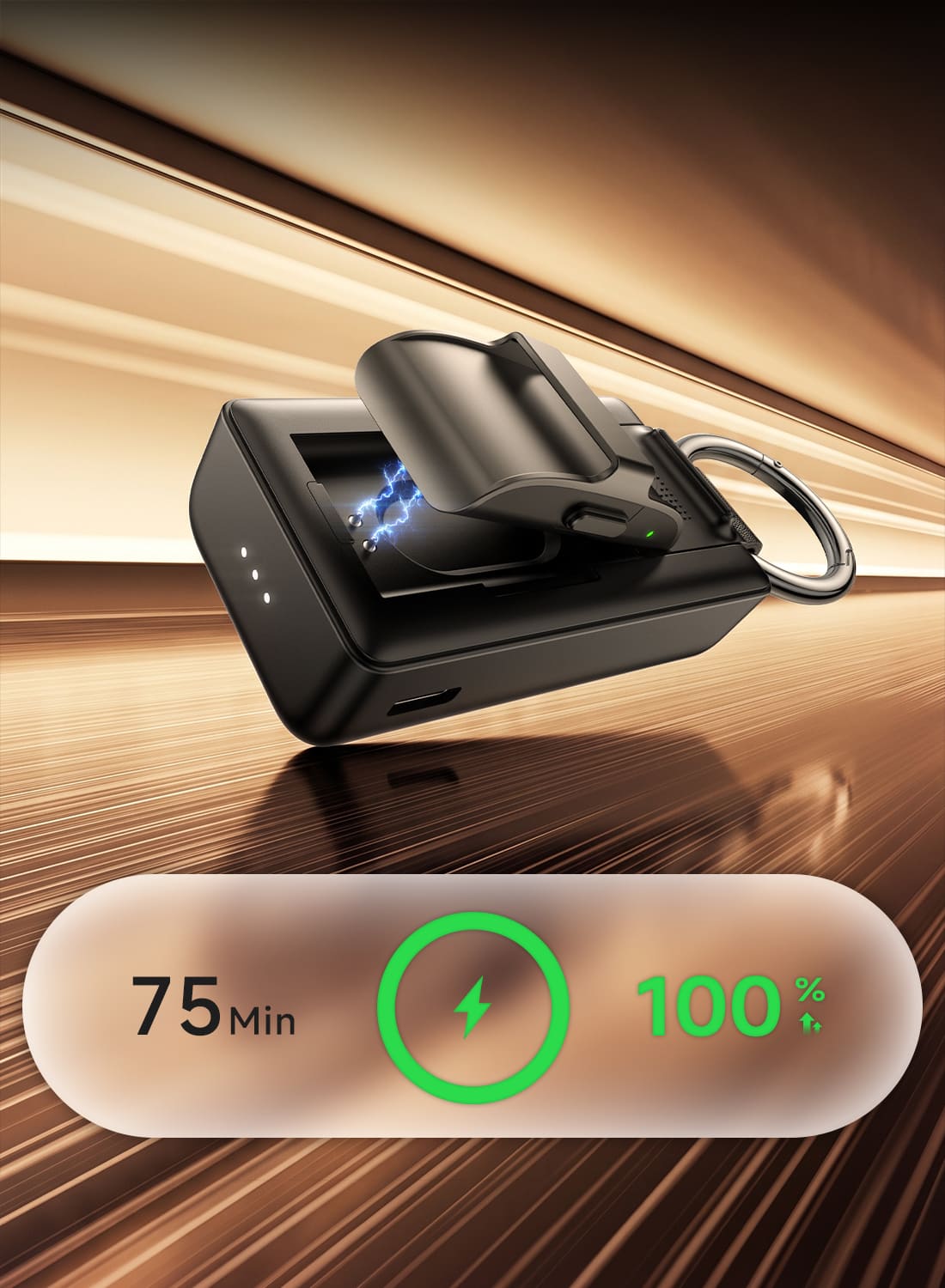 Hume Band 1.0 charger charging the band to 100 percent in about 1 hour 15 minutes SwanScout 513