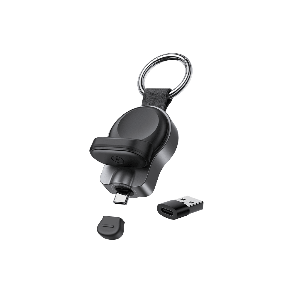 Portable wireless charging station with rotatable USB-C plug and keyring for Pixel Watch 5 with SwanScout S10042G4